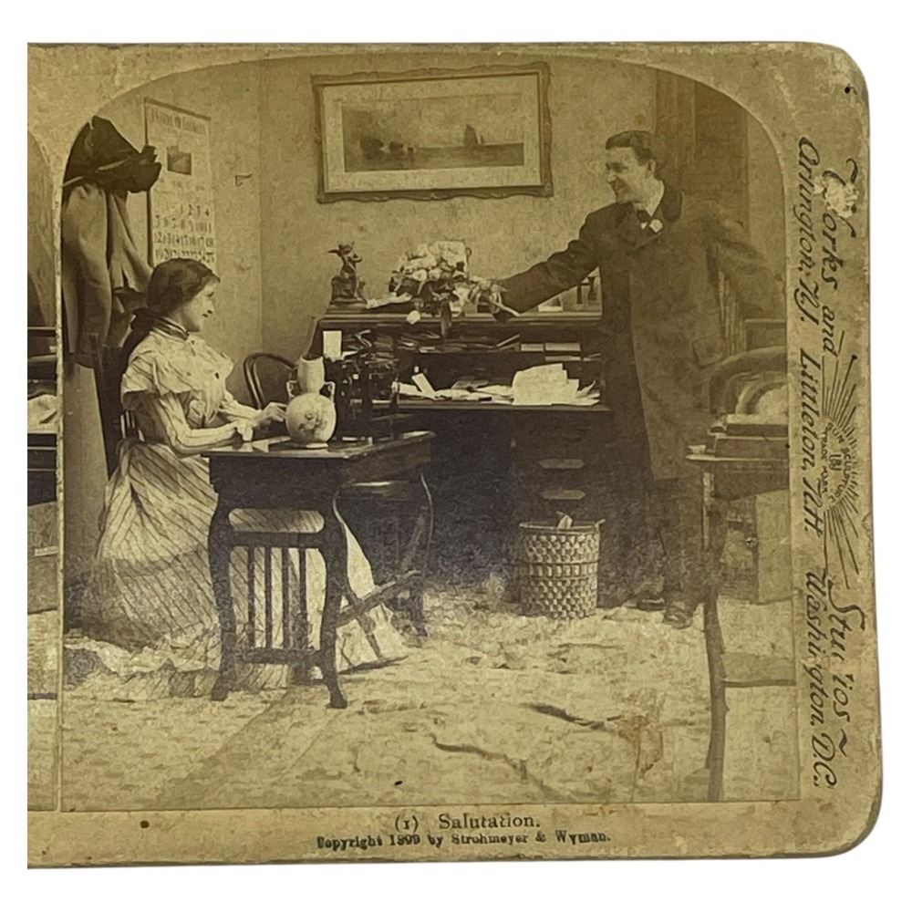Antique 1899 Underwood Stereoview Salutation Vintage‎ Photo Card
